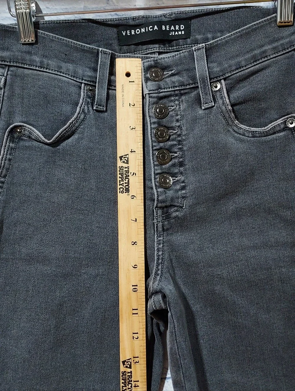 Veronica Beard Jeans 26/2 Debbie Skinny High Rise 5 Button Fly Distressed Hem